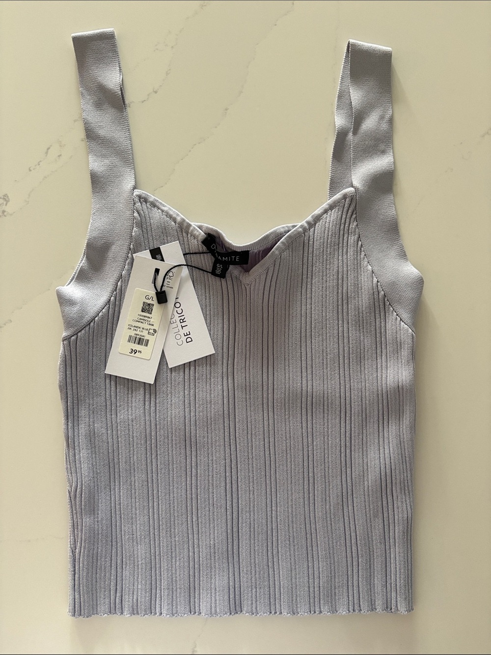 Dynamite Compact Ribbed Knit Tank Top in Light Blue/Lilac-Icelandic blue